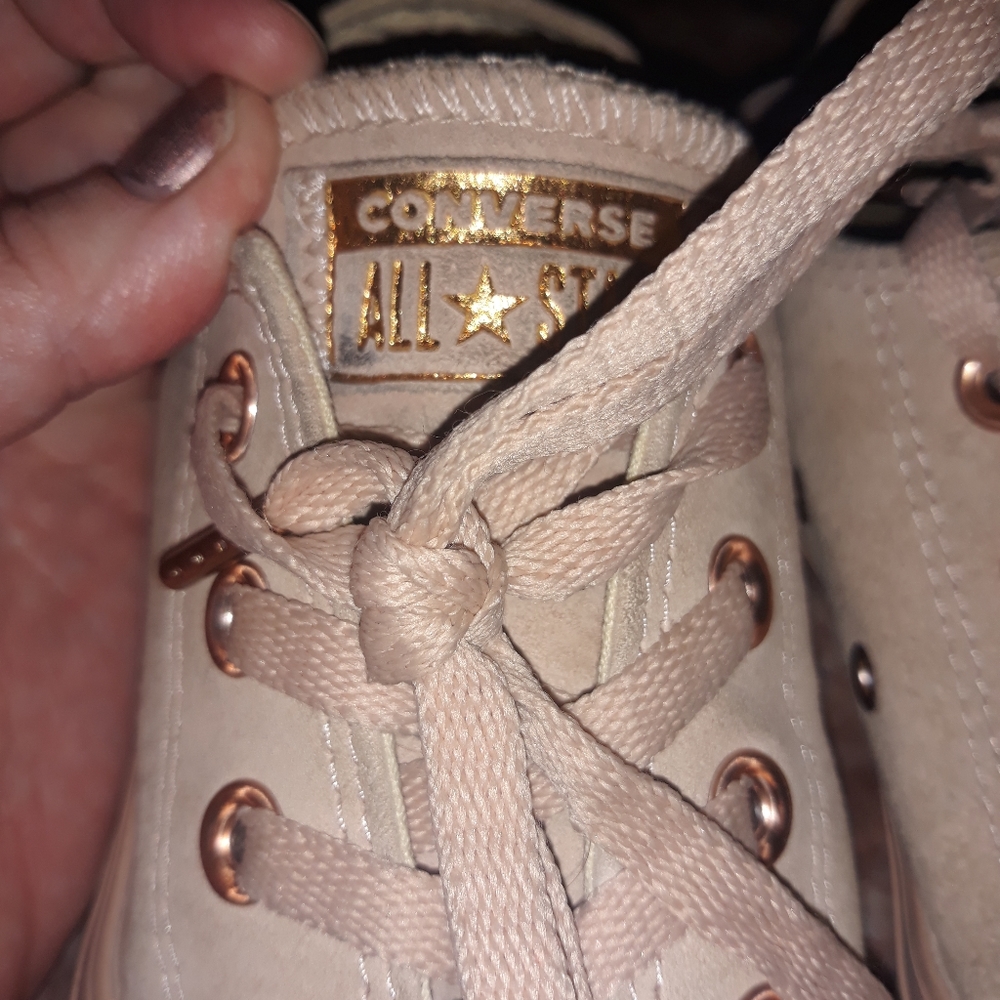 Converse ALL STAR Rose Gold Suede Low Tops - Picture 7 of 8